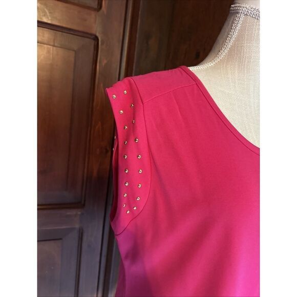 Cynthia Rowley‎ Women's Scoop Neck Blouse Studded Soft  Hot Pink XL - Picture 2 of 5